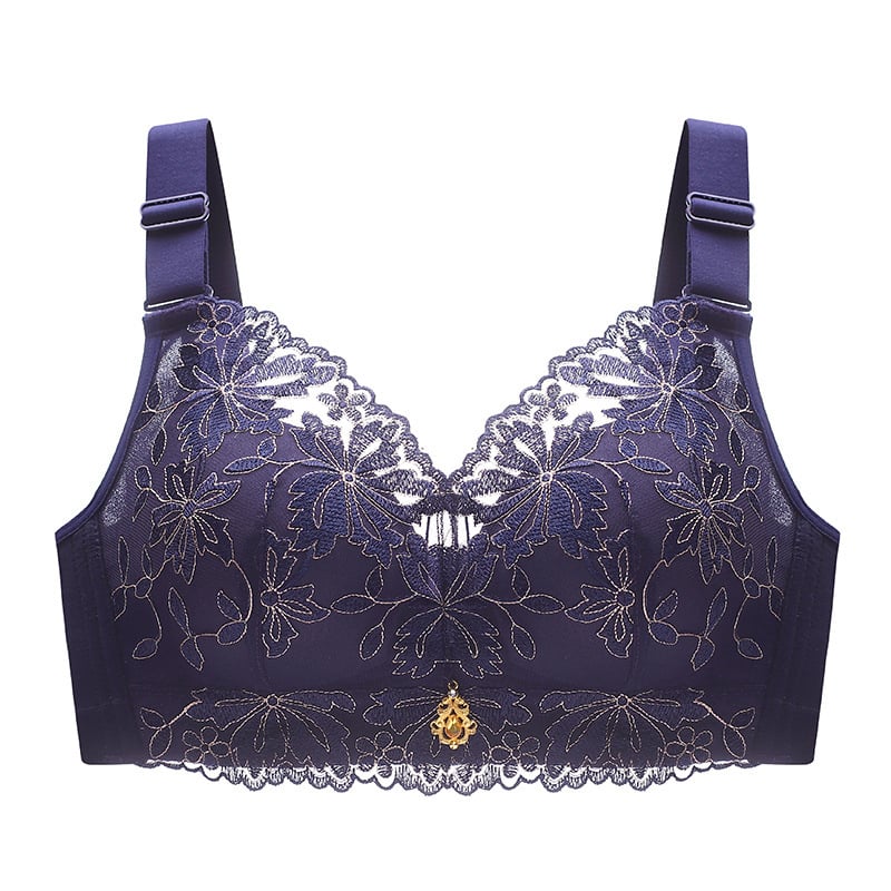 Mežģīņu push-up krūšturis, bez stieplēm, izšūts, regulējamas siksnas, kupi no putām, aizmugurē četru rindu aizdare