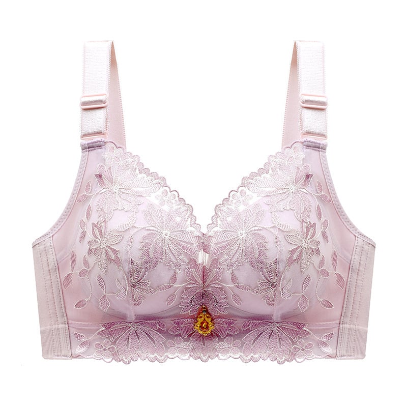 Mežģīņu push-up krūšturis, bez stieplēm, izšūts, regulējamas siksnas, kupi no putām, aizmugurē četru rindu aizdare