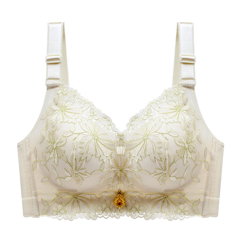 Mežģīņu push-up krūšturis, bez stieplēm, izšūts, regulējamas siksnas, kupi no putām, aizmugurē četru rindu aizdare