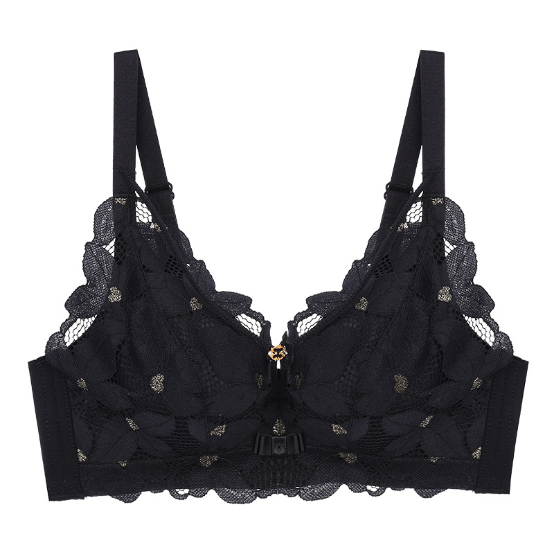 Bezvadu mežģīņu krūšturis bez metāla vadīklām, 3/4 kauss, biezi formēti kausi, elpojošs perforēts audums, modalais audums, kokvilnas pamatne