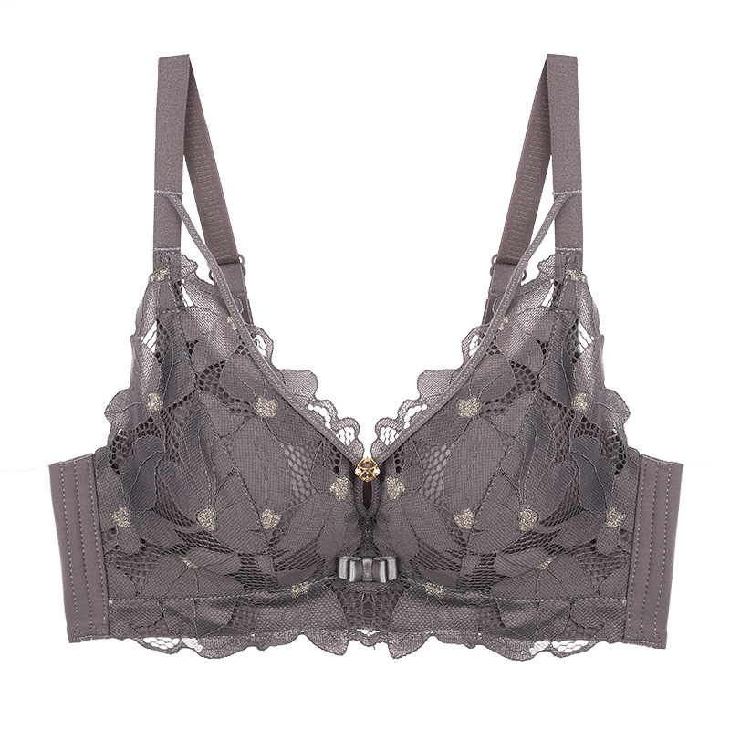 Bezvadu mežģīņu krūšturis bez metāla vadīklām, 3/4 kauss, biezi formēti kausi, elpojošs perforēts audums, modalais audums, kokvilnas pamatne