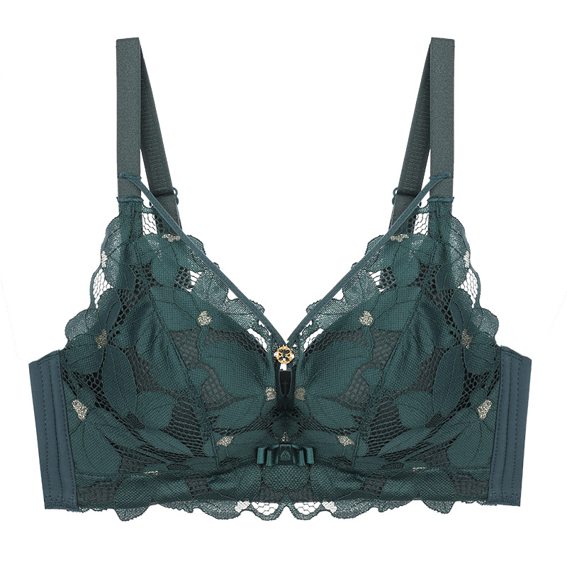 Bezvadu mežģīņu krūšturis bez metāla vadīklām, 3/4 kauss, biezi formēti kausi, elpojošs perforēts audums, modalais audums, kokvilnas pamatne