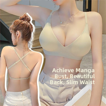 Nailona krūšturis ar 3/4 kausu, augšējais plānais un apakšējais biežais veids, fiksētas dubultās plecu siksnas, bez muguras šuvēm