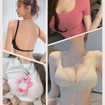 Nailona krūšturis ar 3/4 kausu, augšējais plānais un apakšējais biežais veids, fiksētas dubultās plecu siksnas, bez muguras šuvēm