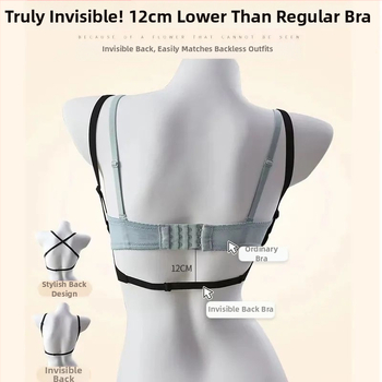 Nailona krūšturis ar 3/4 kausu, augšējais plānais un apakšējais biežais veids, fiksētas dubultās plecu siksnas, bez muguras šuvēm