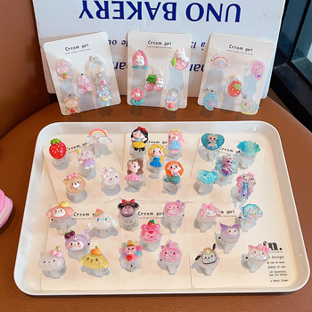 Ručni rad, dječji prsten plast/smola, crtani dizajn životinja, dječji nakit, za uzrast 3 i više