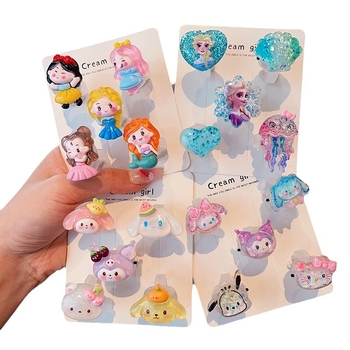 Ručni rad, dječji prsten plast/smola, crtani dizajn životinja, dječji nakit, za uzrast 3 i više