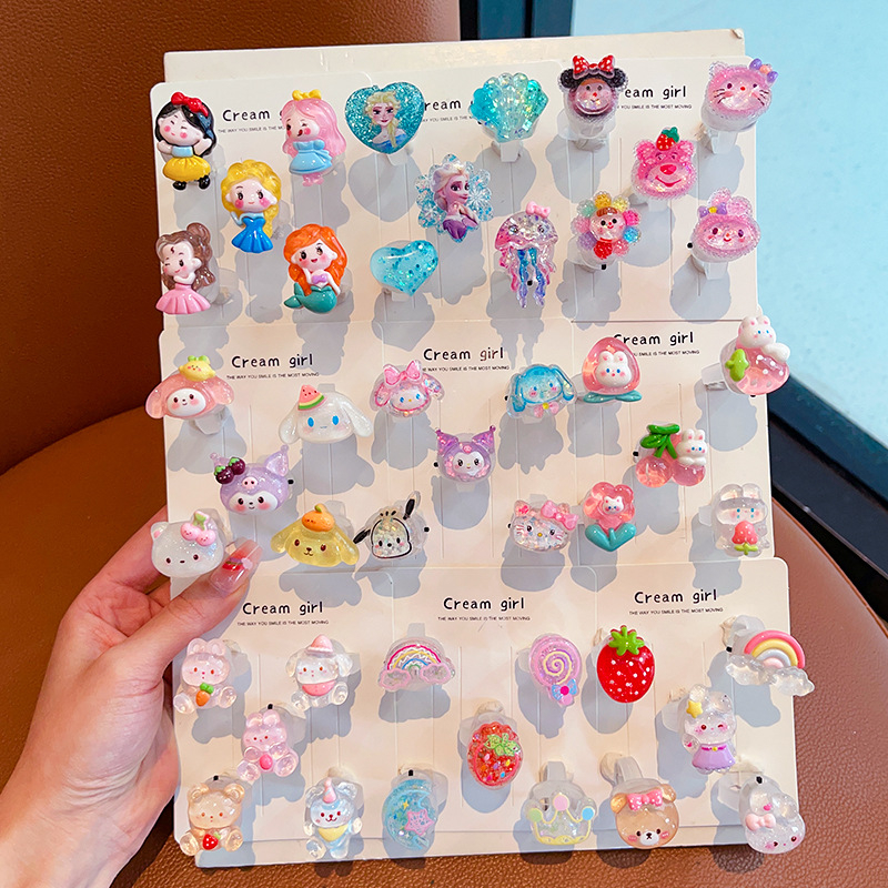 Ručni rad, dječji prsten plast/smola, crtani dizajn životinja, dječji nakit, za uzrast 3 i više