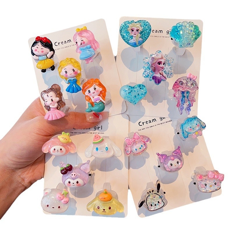 Ručni rad, dječji prsten plast/smola, crtani dizajn životinja, dječji nakit, za uzrast 3 i više