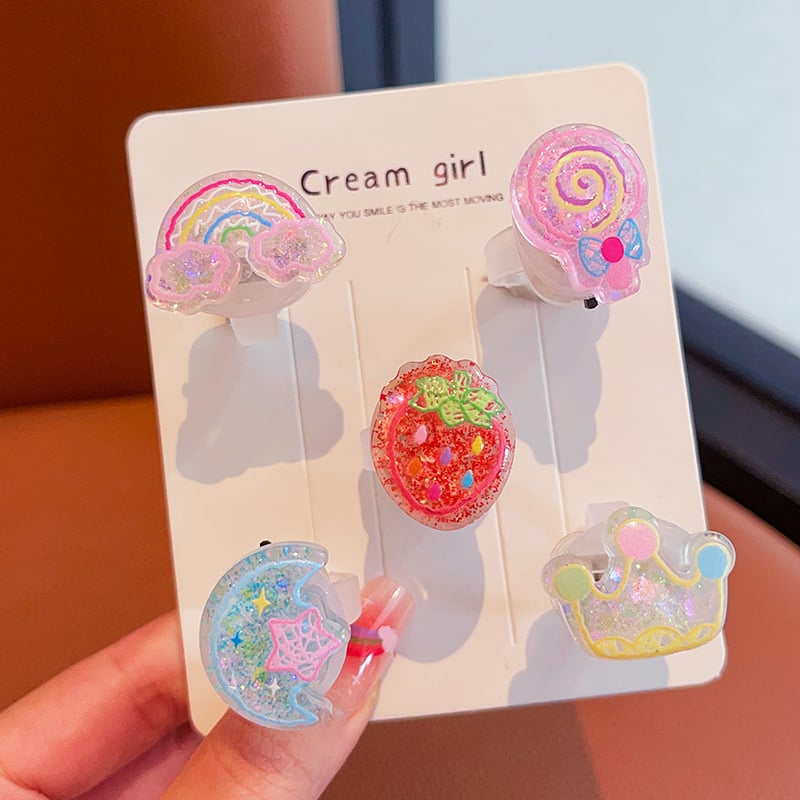 Ručni rad, dječji prsten plast/smola, crtani dizajn životinja, dječji nakit, za uzrast 3 i više