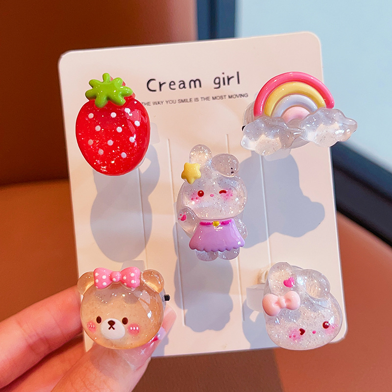 Ručni rad, dječji prsten plast/smola, crtani dizajn životinja, dječji nakit, za uzrast 3 i više