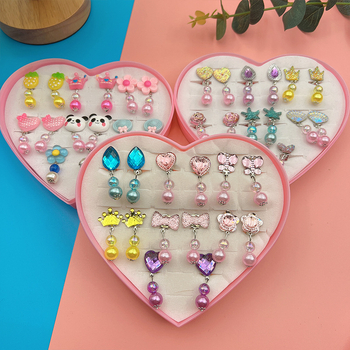 Klipu auskari bērniem ar ziedu rakstu, plastmasa/sveķi, Princeses sērija, vecums virs 10 gadiem, pielāgošana pieejama.