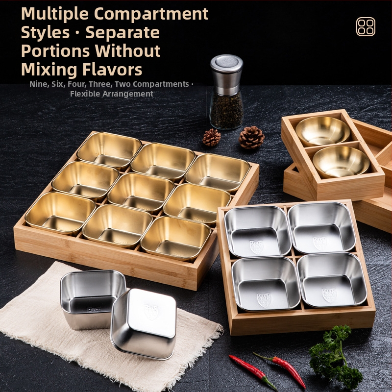 Bambusest ruutplaatide komplekt üheksa kambriga – bambusserveerimisnõud, kaasaegne lihtne stiil, sobib hotellidele, lansseeritud 2023.