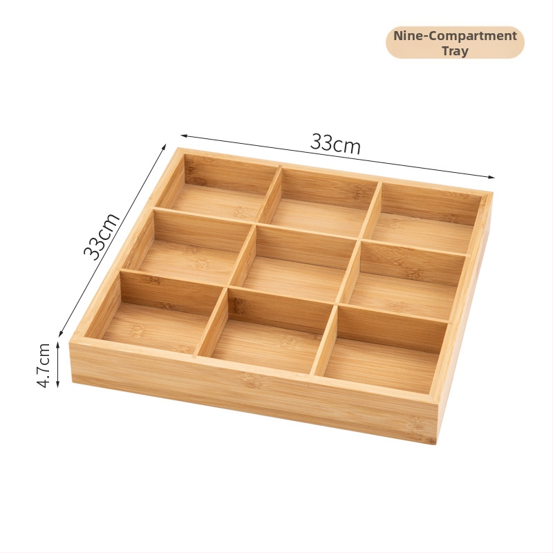 Bambusest ruutplaatide komplekt üheksa kambriga – bambusserveerimisnõud, kaasaegne lihtne stiil, sobib hotellidele, lansseeritud 2023.