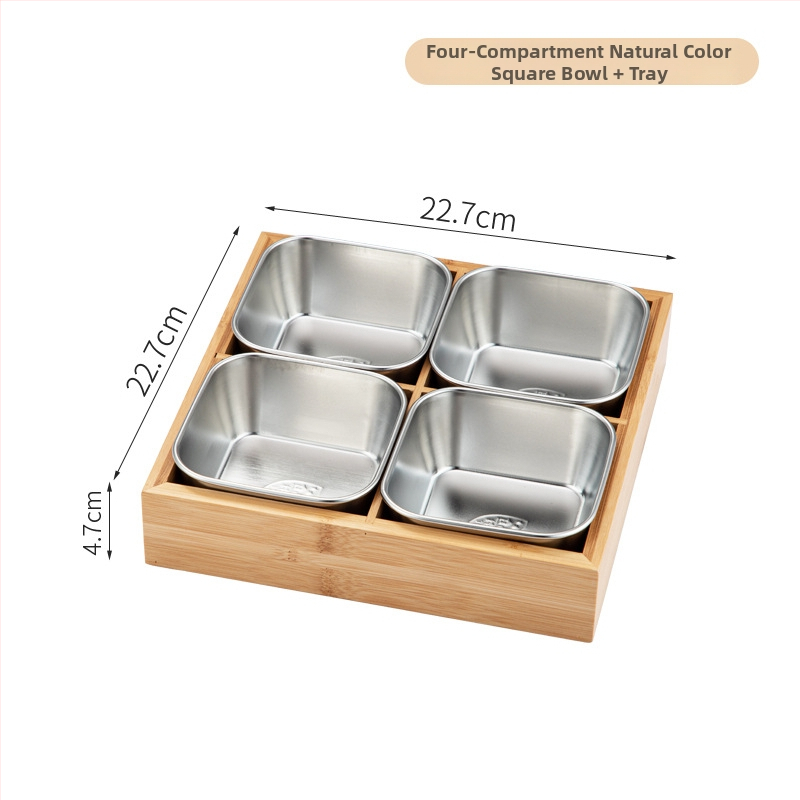 Bambusest ruutplaatide komplekt üheksa kambriga – bambusserveerimisnõud, kaasaegne lihtne stiil, sobib hotellidele, lansseeritud 2023.