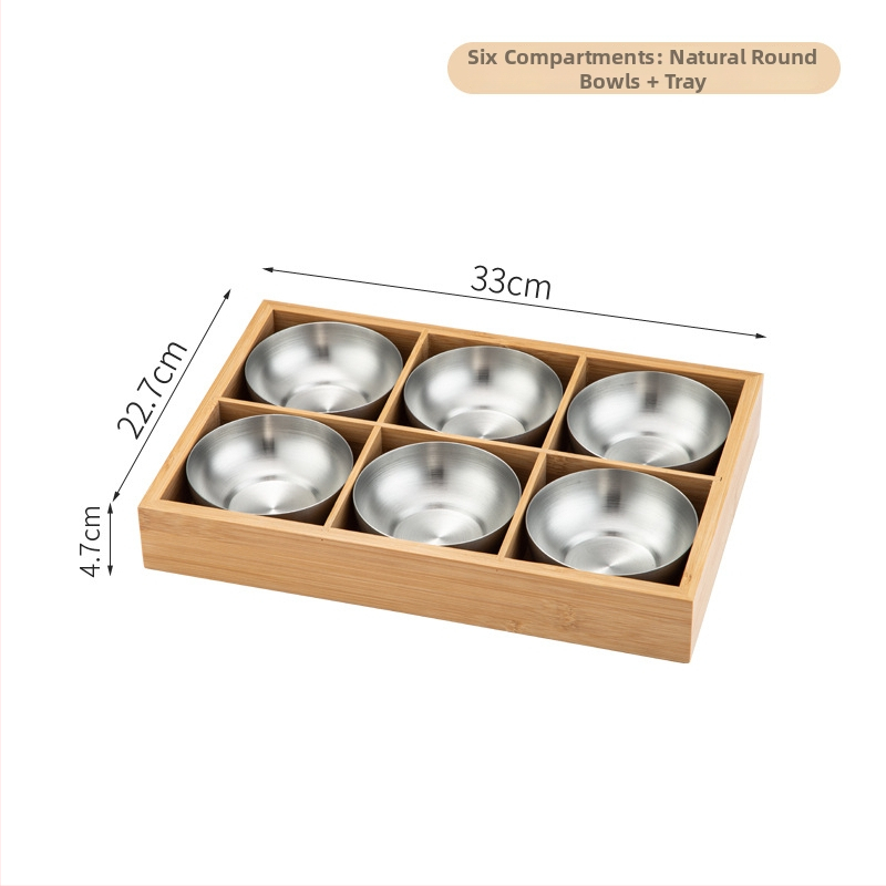 Bambusest ruutplaatide komplekt üheksa kambriga – bambusserveerimisnõud, kaasaegne lihtne stiil, sobib hotellidele, lansseeritud 2023.