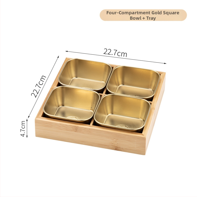 Bambusest ruutplaatide komplekt üheksa kambriga – bambusserveerimisnõud, kaasaegne lihtne stiil, sobib hotellidele, lansseeritud 2023.