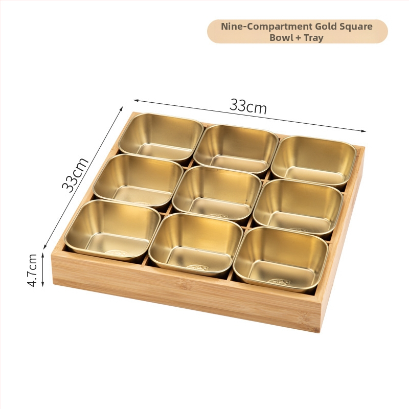 Bambusest ruutplaatide komplekt üheksa kambriga – bambusserveerimisnõud, kaasaegne lihtne stiil, sobib hotellidele, lansseeritud 2023.