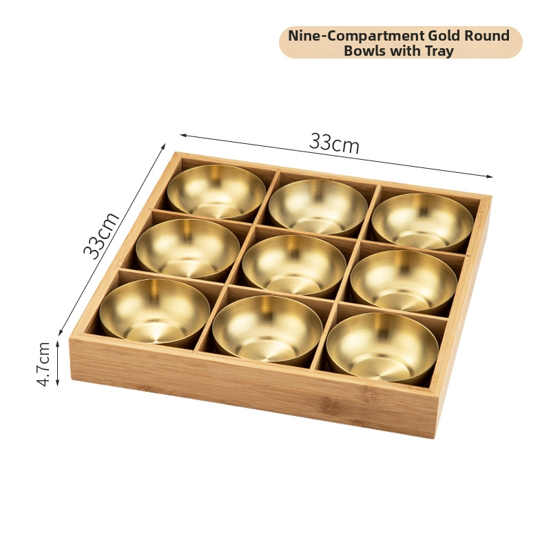 Bambusest ruutplaatide komplekt üheksa kambriga – bambusserveerimisnõud, kaasaegne lihtne stiil, sobib hotellidele, lansseeritud 2023.