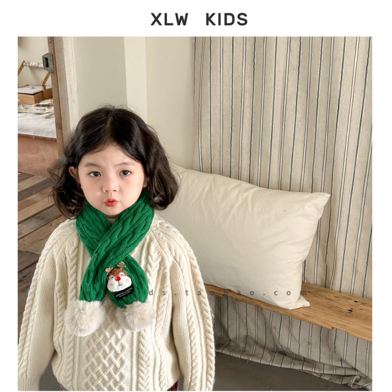 Bērnu vilnas šalle, Korejas stila, ziedu raksts, adīta warp knitting tehnikā, ziemas sezonai