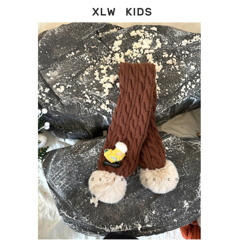 Bērnu vilnas šalle, Korejas stila, ziedu raksts, adīta warp knitting tehnikā, ziemas sezonai