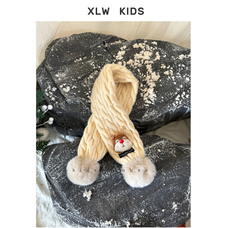 Bērnu vilnas šalle, Korejas stila, ziedu raksts, adīta warp knitting tehnikā, ziemas sezonai