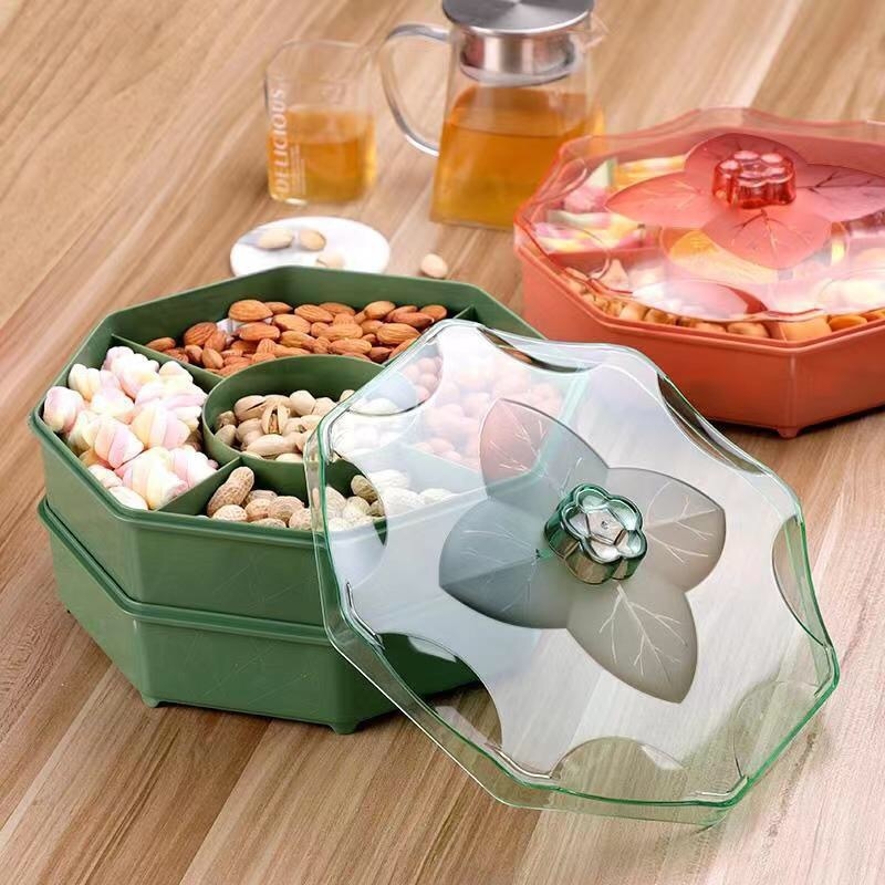 Augļu šķīvis ar vāku, Kang Zhixing zīmols, daudzslāņu nodalījumi, mūsdienīgs minimālisma stils, 2023 vasara