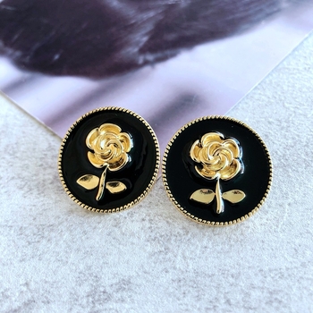 Naušnice od srebra 925 s emajlom, geometrijski cvjetni uzorak s mrežastim prugama, Drop glaze serija, model B71