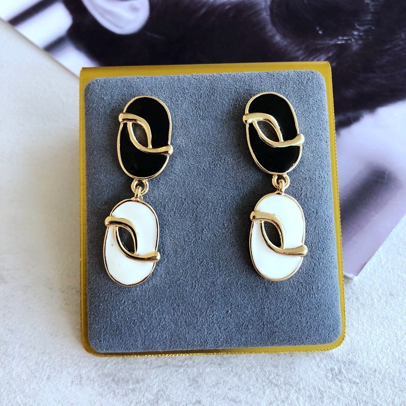 Naušnice od srebra 925 s emajlom, geometrijski cvjetni uzorak s mrežastim prugama, Drop glaze serija, model B71