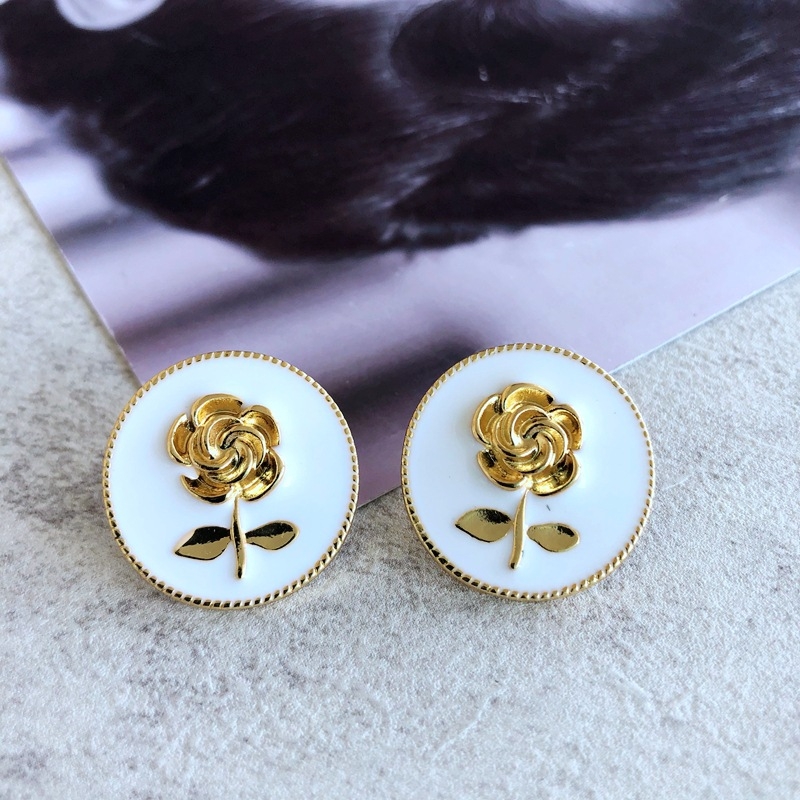 Naušnice od srebra 925 s emajlom, geometrijski cvjetni uzorak s mrežastim prugama, Drop glaze serija, model B71