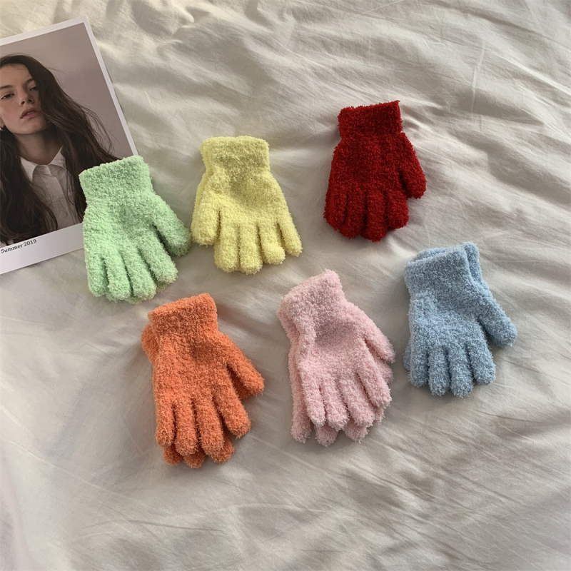 Unisex rukavice od coral fleece-a, pletene, tople za zimu i jesen, pet prstiju, zima 2021
