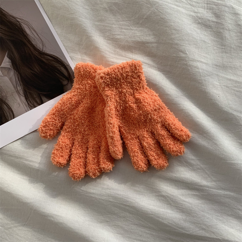 Unisex rukavice od coral fleece-a, pletene, tople za zimu i jesen, pet prstiju, zima 2021