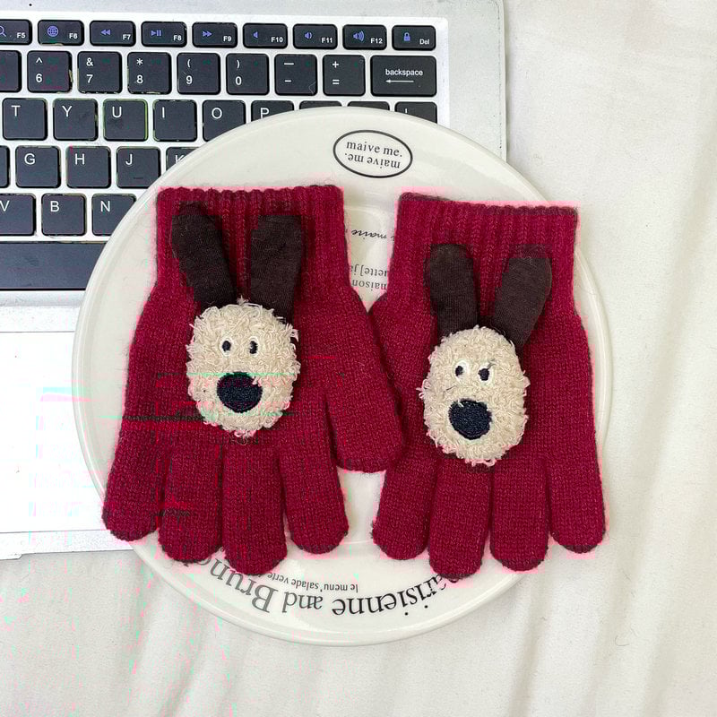 Dječje vunene pletene rukavice s prstima, cartoon uzorak, unisex, korejski stil, jesen/zima