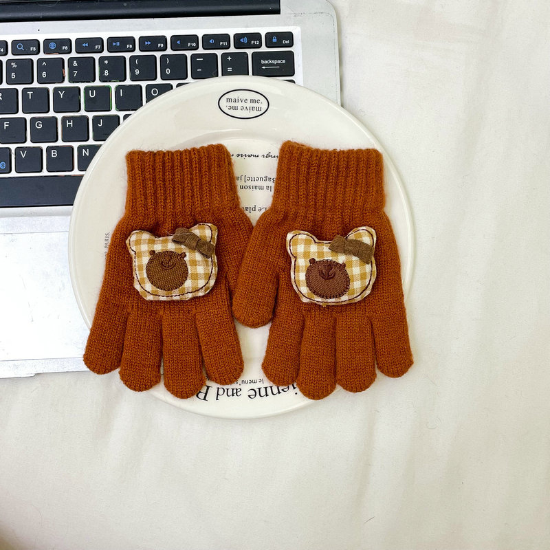 Dječje vunene pletene rukavice s prstima, cartoon uzorak, unisex, korejski stil, jesen/zima