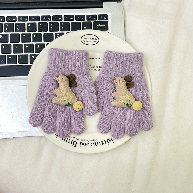 Dječje vunene pletene rukavice s prstima, cartoon uzorak, unisex, korejski stil, jesen/zima
