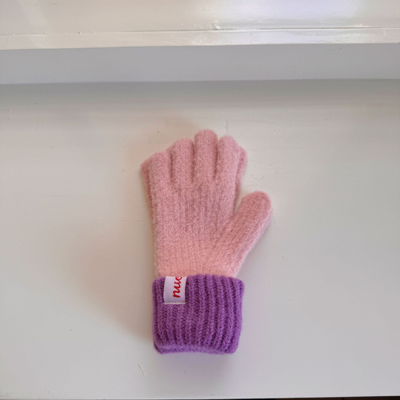 Dječje pletene rukavice s podijeljenim prstima - zimske tople, tie-dye stil, za dob 4–8 godina