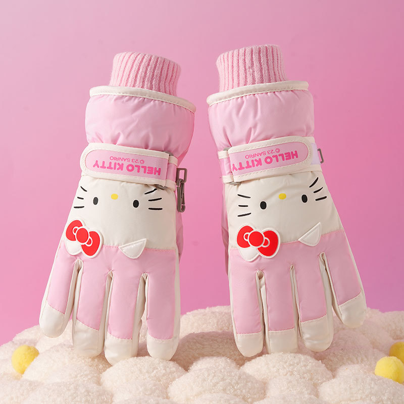 Dječje skijaške rukavice, Cartoon stil, prsti odvojeni, Chun yafang materijal, unisex, uzrast 7–14 godina, zima