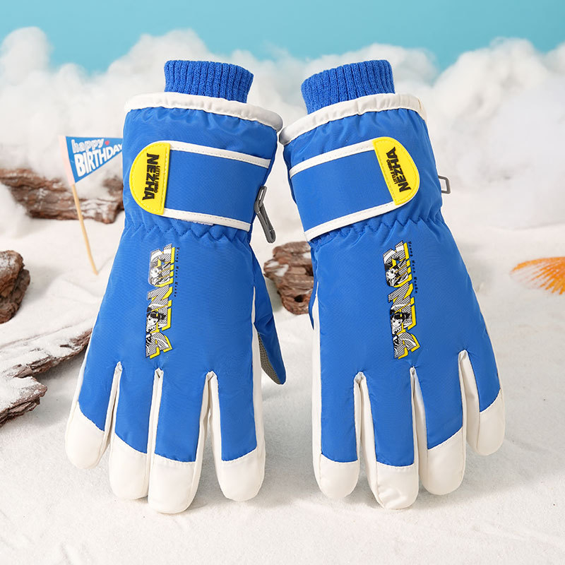Dječje skijaške rukavice, Cartoon stil, prsti odvojeni, Chun yafang materijal, unisex, uzrast 7–14 godina, zima