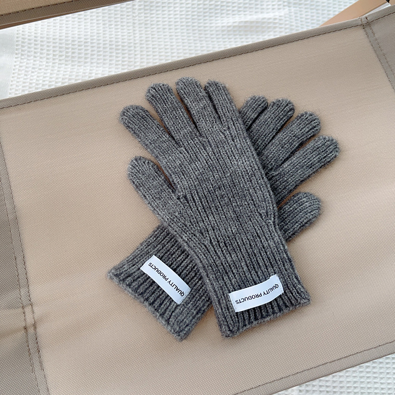 Bērnu adītās pirkstu cimdi ziemai, silti, minimālistisks stils, vecumam 8–12 gadi