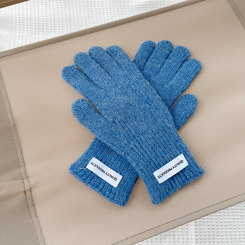 Bērnu adītās pirkstu cimdi ziemai, silti, minimālistisks stils, vecumam 8–12 gadi