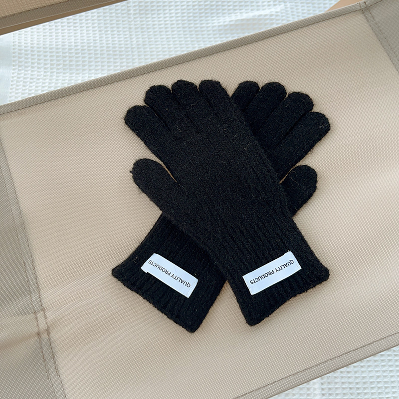 Bērnu adītās pirkstu cimdi ziemai, silti, minimālistisks stils, vecumam 8–12 gadi