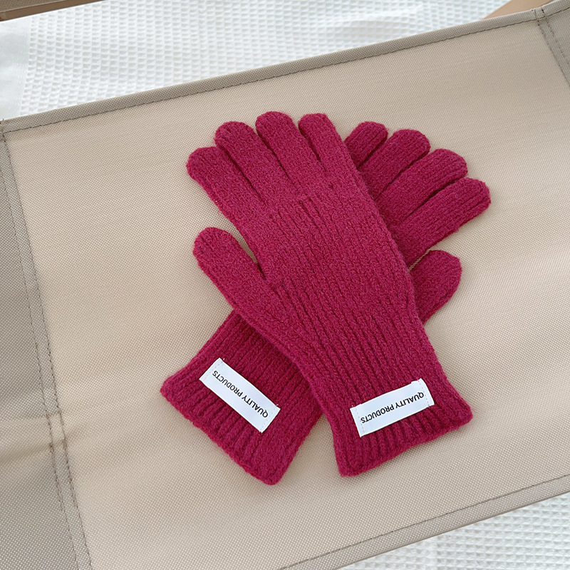 Bērnu adītās pirkstu cimdi ziemai, silti, minimālistisks stils, vecumam 8–12 gadi