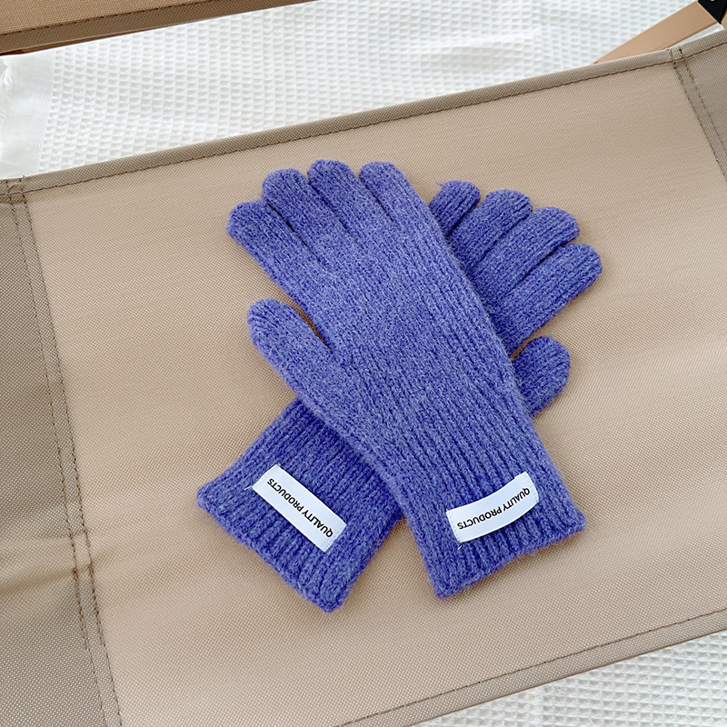 Bērnu adītās pirkstu cimdi ziemai, silti, minimālistisks stils, vecumam 8–12 gadi