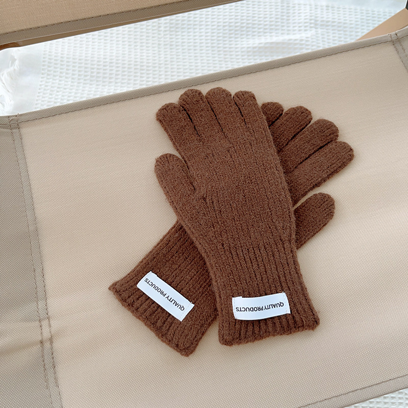 Bērnu adītās pirkstu cimdi ziemai, silti, minimālistisks stils, vecumam 8–12 gadi