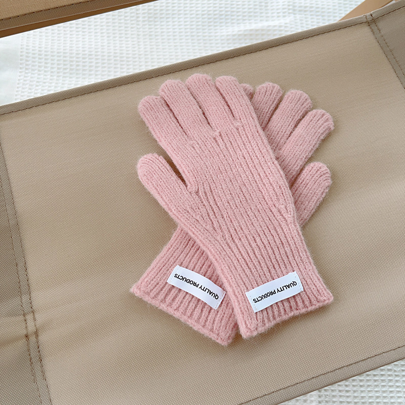 Bērnu adītās pirkstu cimdi ziemai, silti, minimālistisks stils, vecumam 8–12 gadi