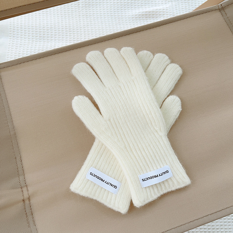 Bērnu adītās pirkstu cimdi ziemai, silti, minimālistisks stils, vecumam 8–12 gadi