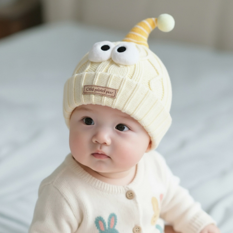 Dječja pletena kapa za jesen/zimu, topla i debela, unisex za bebe 6–24 mjeseci, otporna na vjetar
