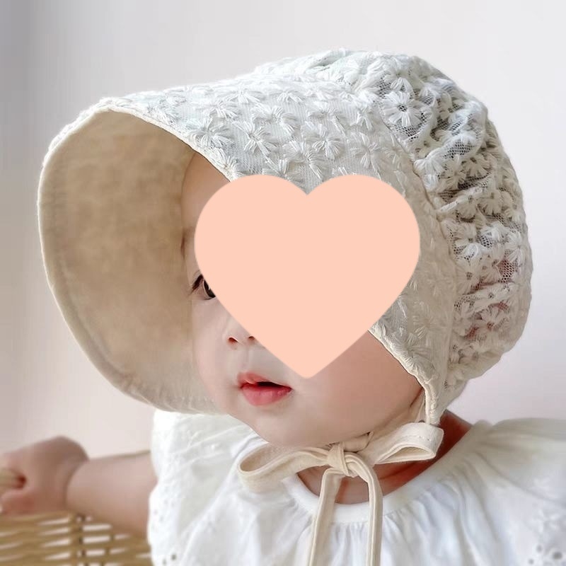 Ljetna beba kapa s čipkom za sunčanje, tanak model za proljeće i jesen, stil princeze, kapa s prorezima za djecu, 0–6 mjeseci