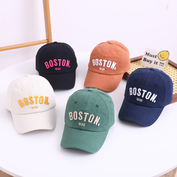 Dječja baseball kapa s izvezenim slovima, unisex, zaštita od sunca, proljetni stil, pamuk, zakrivljeni vizir, uzrast 2-6 godina