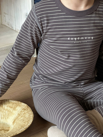 Vaikų pižamų komplektas rudeniui - Lycra medvilnė (93.3% medvilnė), Korėjos stiliaus, 3–8 metų amžiaus, kvėpuojantis ir šiltas, raštai: dryželiai, karikatūros, raidės, gėlės, taškeliai